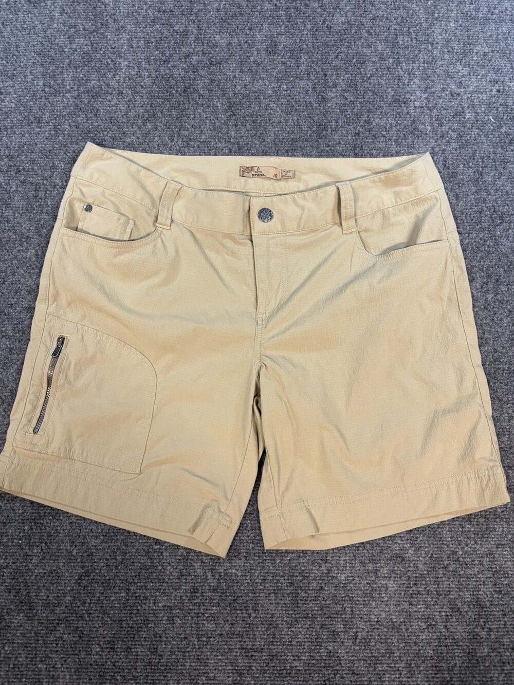 Women's PrAna Khaki Stretch Bermuda Hiking Shorts Sz 10